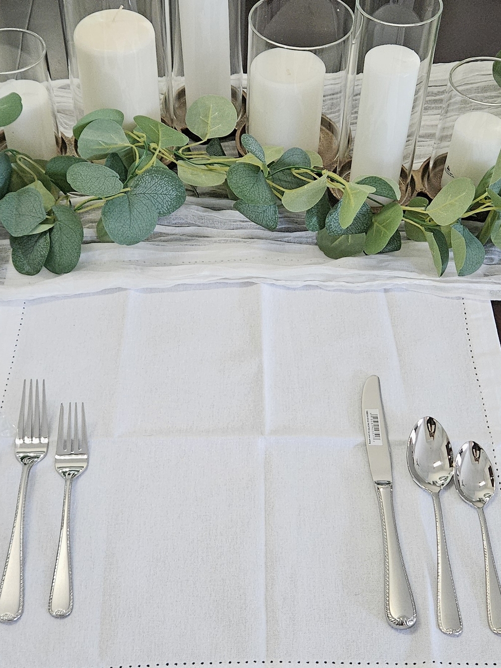 Gorham 5pc Place Setting Ribbon Edge Frosted 18/10 Stainless Flatware (Total 8)